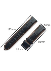 22mm Leather Watch Band for Mido Multifort M005 Series M005930 Stitches Strap Men Black with Orange Bracelet