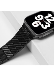 Stainless Steel Strap for Apple Watch Band 44mm 40mm 45mm 41mm 42mm/38mm Carbon Fiber Metal Strap Slim Bracelet iWatch 3 4 5 6 SE