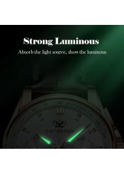 2021 New Mens Watches CAREKISO Top Brand Leather Waterproof Luminous Sport Date Quartz Watch for Men Relogio Masculino Gift