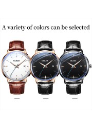 OLEVS 2022 Luxury Fashion Men's Watches Black Automatic Calendar Leather Strap Luminous Hands Waterproof Mechanical Watch Men