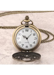 Fashion Vintage Hollow Men Quartz Pocket Watch Unique Style Personality Commemorative Watches Collection Gifts For Husband