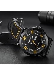 2021 Fashion Men Quartz Wrist Watches Male Clock PU Leather Creative Watches Relogio Masculino Unique Wristwatches