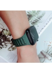 Slim Leather Loop Bracelet For Apple Watch Band 7 6 SE 5 40 44mm Magnetic Korea For IWatch 7 41mm45MM Watchband Strap 42mm 38mm