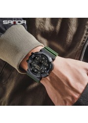 SANDA Top Brand Sports Watches Men Waterproof Military Quartz Watch for Man Wristwatch Chrono Digital Watch Alarm Clock