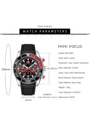 Fashion Men's Watches Multifunction Water Resistant Sport Wristwatches Luxury Quartz Luxury Brand Black Silicone Strap