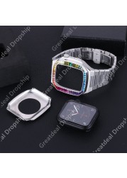 Diamond Luxury Watch Case For Apple Watch SE 44mm Stainless Steel Metal Mod Cover For IWatch SE 5 4 Series Mod Kit GEM