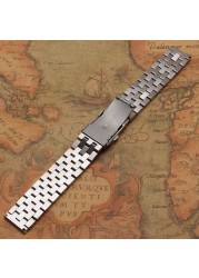 18mm 20mm 22mm 24mm 26mm Silver Solid Stainless Steel Replacement Watch Band Straps Folding Clasp With Safety Buckle Mens Women