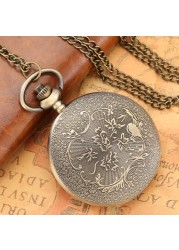 2022 New Style Vintage Style Bronze Hollow With Chain Nostalgia Men Pocket Watch Souvenir Birthday Gift for Boyfriend Husband