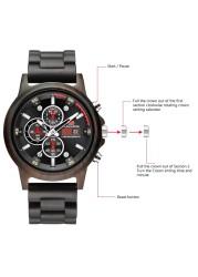 Men's Quartz Watch Multifunction Sport Luxury Stylish Wood Watches Chronograph Military Wooden Watch Relogio Masculino