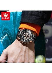 OLEVS Top Brand Male Watches Stainless Steel Quartz Watch For Men Waterproof Sport Chronograph 24 Hours Watch Relogio Masculino