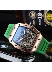 New Luxury 3-pin Transparent Bezel Quartz Watch Men Automatic Watch Men Designer Wristwatches Waterproof Reloj Hombre