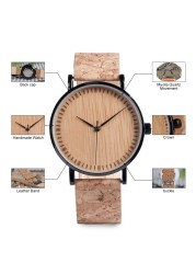 Bobo Bird Men's Watches Natural Wooden Quartz Wristwatch With Wooden Strap Genuine Leather With Wooden Box Watches For Men Gift