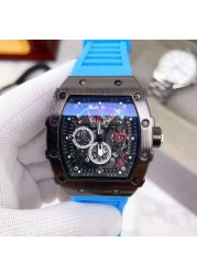 Watches for Men Silicone Strap Sport Quartz Richard Men's Watch Chronograph Watches Relogio Masculino