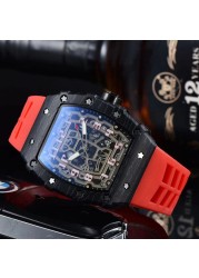 2022 Luxury 3 Pin Quartz Watch RM Transparent Bezel Men Automatic Watch for Men Designer Wristwatches Waterproof Reloj Hombre