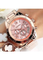 Contena-Women's Watches Stainless Steel Gold Quartz Wrist Watch Original Luxury Brand Geneva Ladies