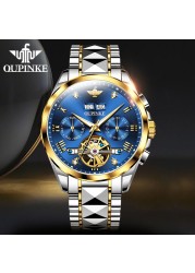 OUPINKE Watch for Men Luxury Brand Tourbillon Watches Sapphire Glass Tungsten Steel Waterproof Men Mechanical Wristwatches