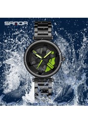 SANDA New Fashion Rotate Wheel Pattern Women's Watch Stainless Steel Waterproof Quartz Watch for Women Luxury Relogio Feminino