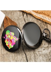 Black Case Vintage Accept Free Custom Men Women Quartz Chain Pocket Watch Flower Style Classic Neutral Watches for Wife