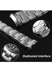 Luxury Solid Stainless Steel Watch Band For Rolex Daytona Ghost Water Submarines Oyster Type Continuous Movement Chain 20 21mm Strap