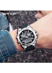 SANDA G Style Men's Digital Watch Military Shock Sports Watches Dual Display Waterproof Electronic Wristwatch Relogio Masculino