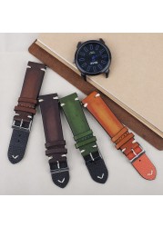 Genuine Leather Watchband 18mm 20mm 22mm 24mm Handmade Stitching Bottom With Lychee Pattern Watch Strap Replacement Strap