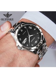 OUPINKE Swiss sumptuous automatic watch business sapphire crystal mechanical tungsten steel luminous wristwatch men