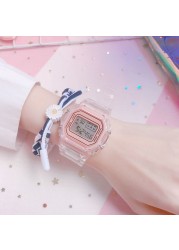 Adjustable Digital Wristwatches for Men Girls Child Trendy BeautyDaily Sports LED Square Waterproof Durable Transparent Watches