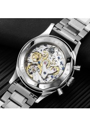 SEAKOSS 1963 Seagull Chronograph Movement Men's 40mm Panda Eye Sapphire Metal Steel Band Manual Mechanical Winding Watches Fashion