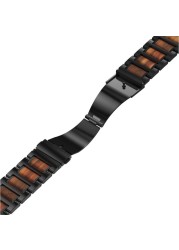 Stainless Steel Wood Strap For Samsung Galaxy Watch 4 Classic 42mm 46mm Metal Bracelet For Samsung Galaxy Watch 4 40mm 44mm Strap