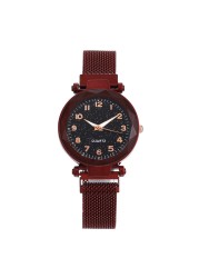 Leisure versatile hot selling digital simple women's quartz watch trendy magnet buckle free stainless steel student watch