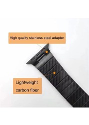 Carbon fiber strap for apple watch 7 6 5 4 SE 45mm 41mm 44mm 40mm High-end smart sport watch wristband for iwatch 3 2 42mm 38mm