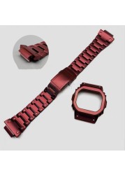 Red PVD Stainless Steel Watchband/Bezel for DW5600 GW-M5610 GW5600E DW/GW5000 Accessories with Tools