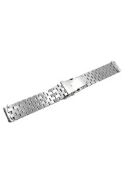 CARLYWET 20 22mm Silver Hollow Curved End Solid Links Replacement Watch Band Strap Bracelet Double Push Clasp for Seiko