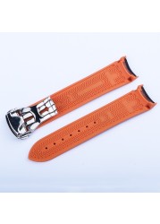 CARLYWET 20 21 22mm Black Orange Rubber Watch Band Strap for Omega Planet Ocean 300m 600m 43.5mm/600m 45.5mm