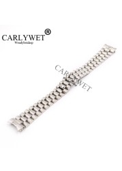 CARLYWET 20mm Silver Black Gold Middle Solid Curved End Screw Connect Stainless Steel Wrist Watch Bracelet Band For President