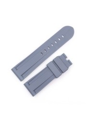 Rolamy - Silicone Rubber Replacement Watch Band, 22 24mm, High Quality, Dark Blue, Luxury, Water Resistant, For Panerai Lighting