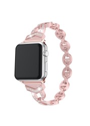 Luxury Band for Apple Watch Series6 5 4 3 2 1 SE Diamond Stainless Steel Strap for IWatch 38 40mm 42mm 44mm Watch Bands Bracelet