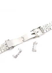 Rolamy 20 22mm Hollow Curved End Solid Screw Quick Stainless Steel Jubilee Watch Band Strap Bracelet With Clasp For Seiko SKX007