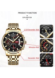 NIBOSI Watch Brand Quartz Watch Men Sports Watches Men Steel Military Watch Waterproof Gold 2022 Wrist Watch Relogio Masculino