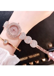 Women's Wrist Watches Rose Gold Color Full Rhinestones Diamond Wristwatches Casual Party Dress Ladies Gift For Girls D189