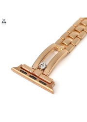 Beaded Folding Clasp Strap for Apple Watch Series 7 6 SE 5 4 3 Stainless Steel Shiny Strap for iWatch Zircon Rhinestone 41 45mm