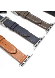 URVOI One Round for Apple Watch Band Series 7 6 SE 5 4 3 2 1 Genuine Leather Strap for iWatch 40 44mm Slim Handmade Design