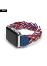 URVOI Braided Band for Apple Watch Series 7 6 SE 5 4 3 2 Woven Nylon Strap for iWatch Solo Stretchable Loop Replacement 41 45mm