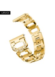 URVOI Band for Galaxy Watch Active 42 46mm S3 D Style Stainless Steel Strap Cuff Fold Over Clasp Zircon Quick Release Pins Wrist