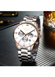 NIBOSI Men's Watch Rose Gold Luxury Watch Men's Military Style Quartz Wrist Watch