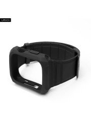 URVOI Band for Apple Watch Series 4 5 6 SE Strap for iWatch 2 in 1 Protector 40 44mm black white color antishock simple