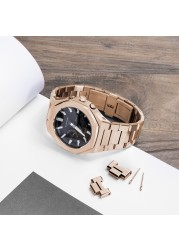 Hontao GA2100 New Model Home Oak All Metal Bezel Strap Simple Style In One Watch Bands For G-SHOCK GA2100/2110 Accessories