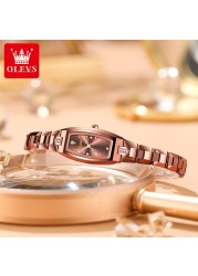 OLEVS Luxury Brand Red Tungsten Steel Wrist Watches Women Fashion Waterproof Quartz Wristwatch Casual Lady Female Wristwatch