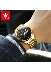 OLEVS Men's Watches Water Resistant Stainless Steel Gold Color Luxury Brand Quartz Men Wrist Watches