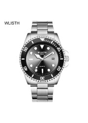 2022 WLISTH Design New 40mm Men Luxury Quartz Movement Wrist Watch Men Stainless Steel Waterproof Watch Relogio Masculino